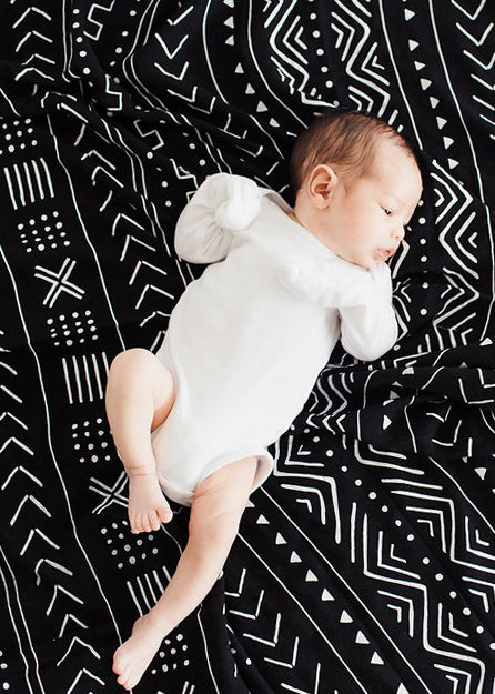 LUXE MUSLIN SWADDLE - BLACK MUDCLOTH