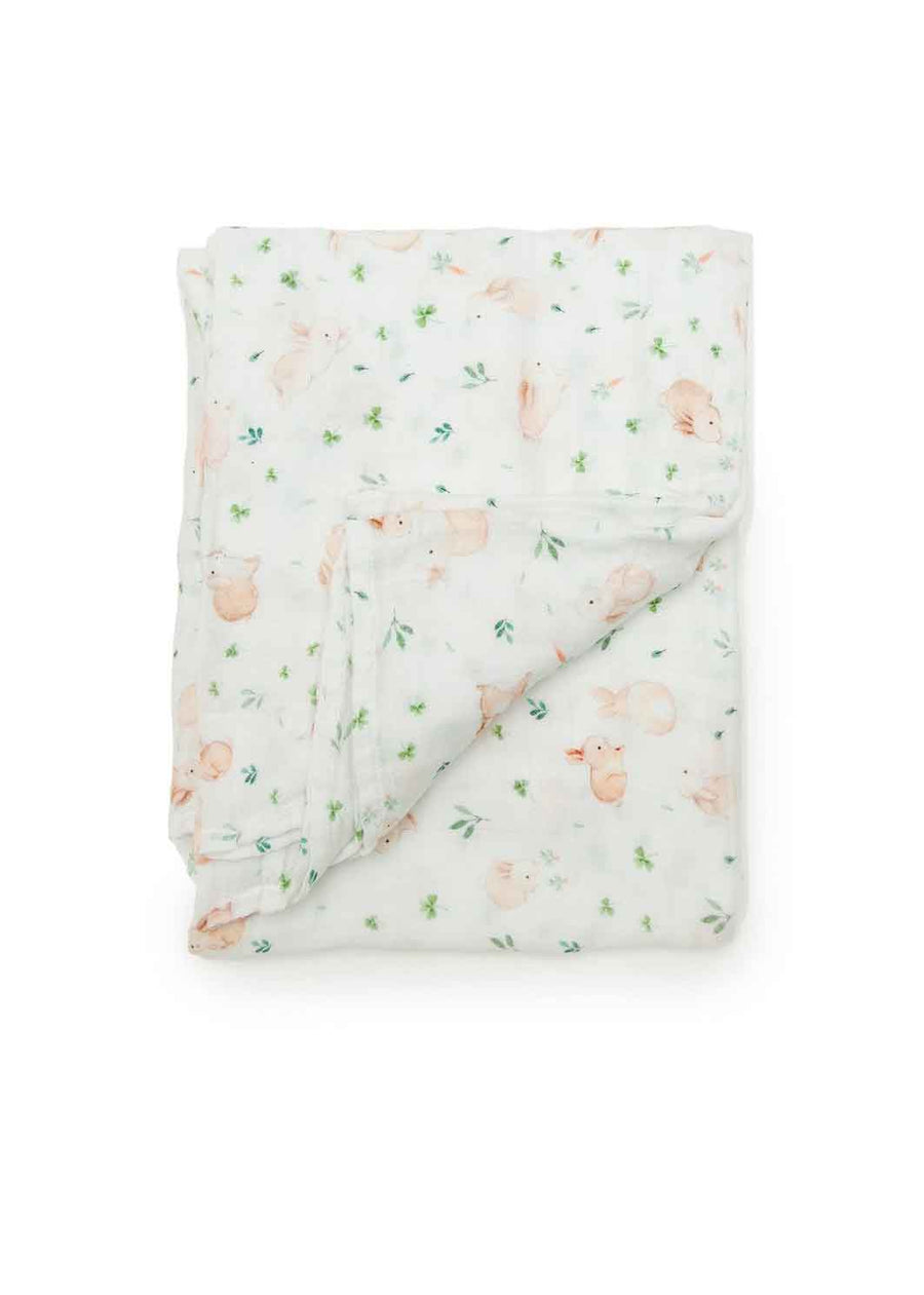 LUXE MUSLIN SWADDLE - BUNNY MEADOW