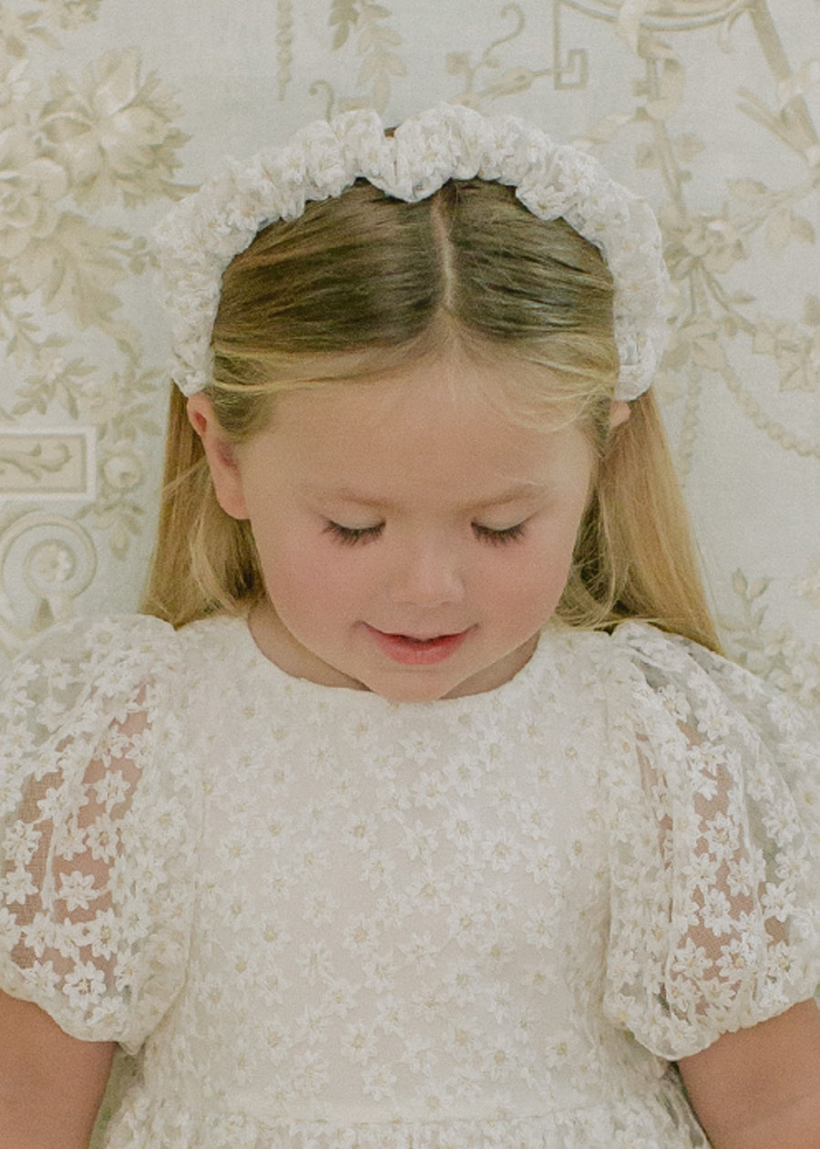 GATHERED HEADBAND - EMBOIDERED FLORAL