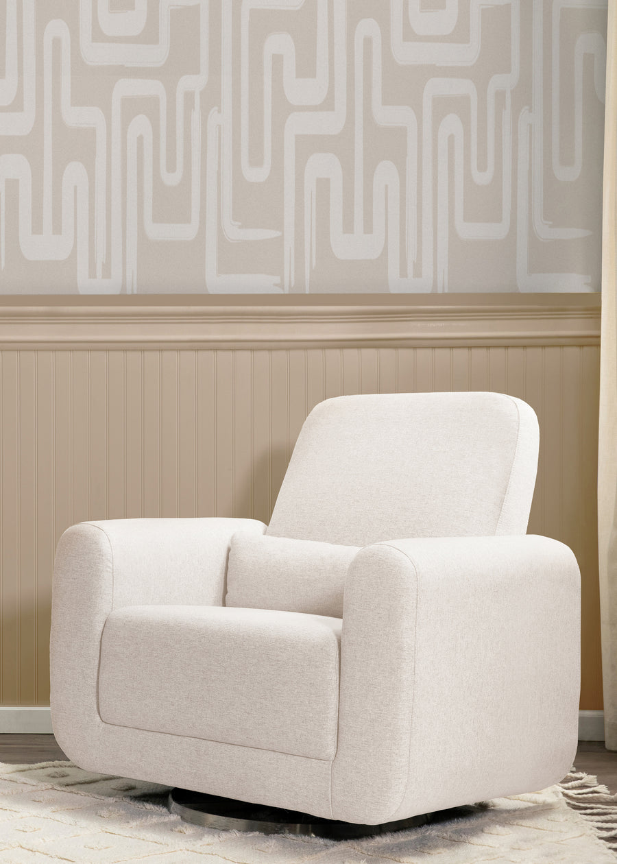TUBA EXTRA WIDE SWIVEL GLIDER IN ECO-PERFORMANCE FABRIC - CREAM