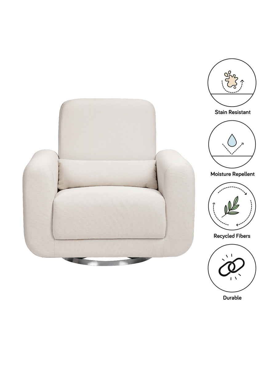 TUBA EXTRA WIDE SWIVEL GLIDER IN ECO-PERFORMANCE FABRIC - CREAM