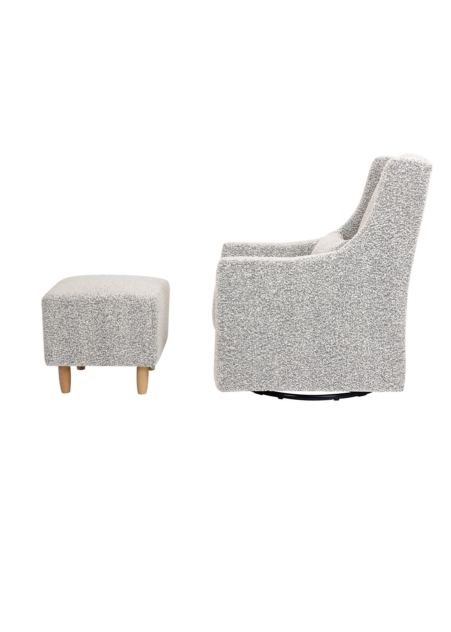 TOCO SWIVEL GLIDER AND OTTOMAN IN BOUCLE