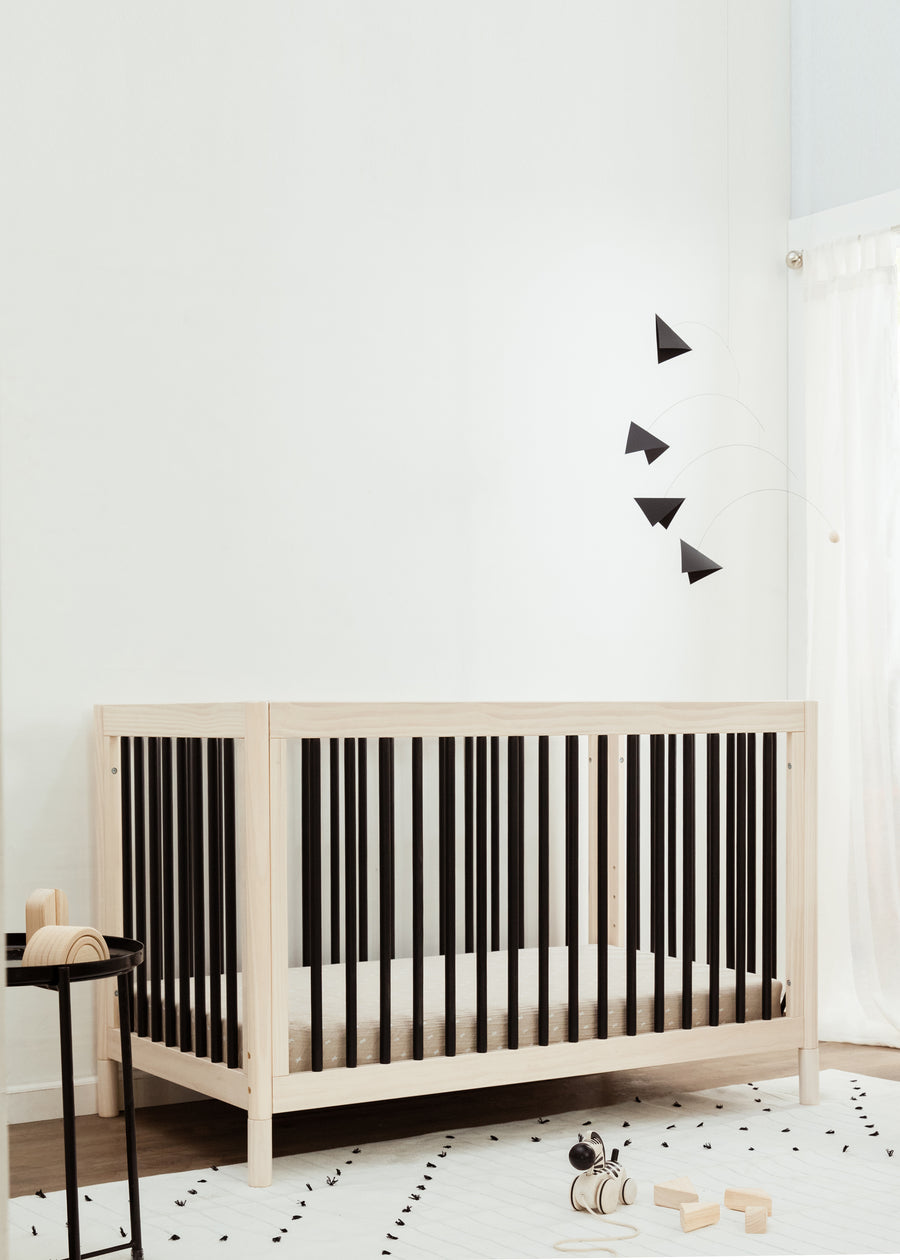 GELATO 4-IN-1 CONVERTIBLE CRIB WITH TODDLER BED CONVERSION KIT - WASHED NATURAL/BLACK