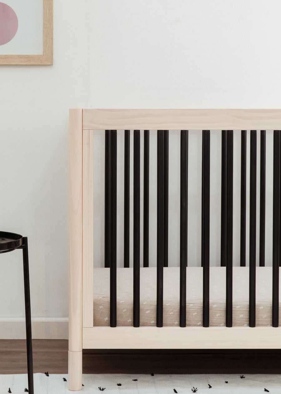 GELATO 4-IN-1 CONVERTIBLE CRIB WITH TODDLER BED CONVERSION KIT - WASHED NATURAL/BLACK