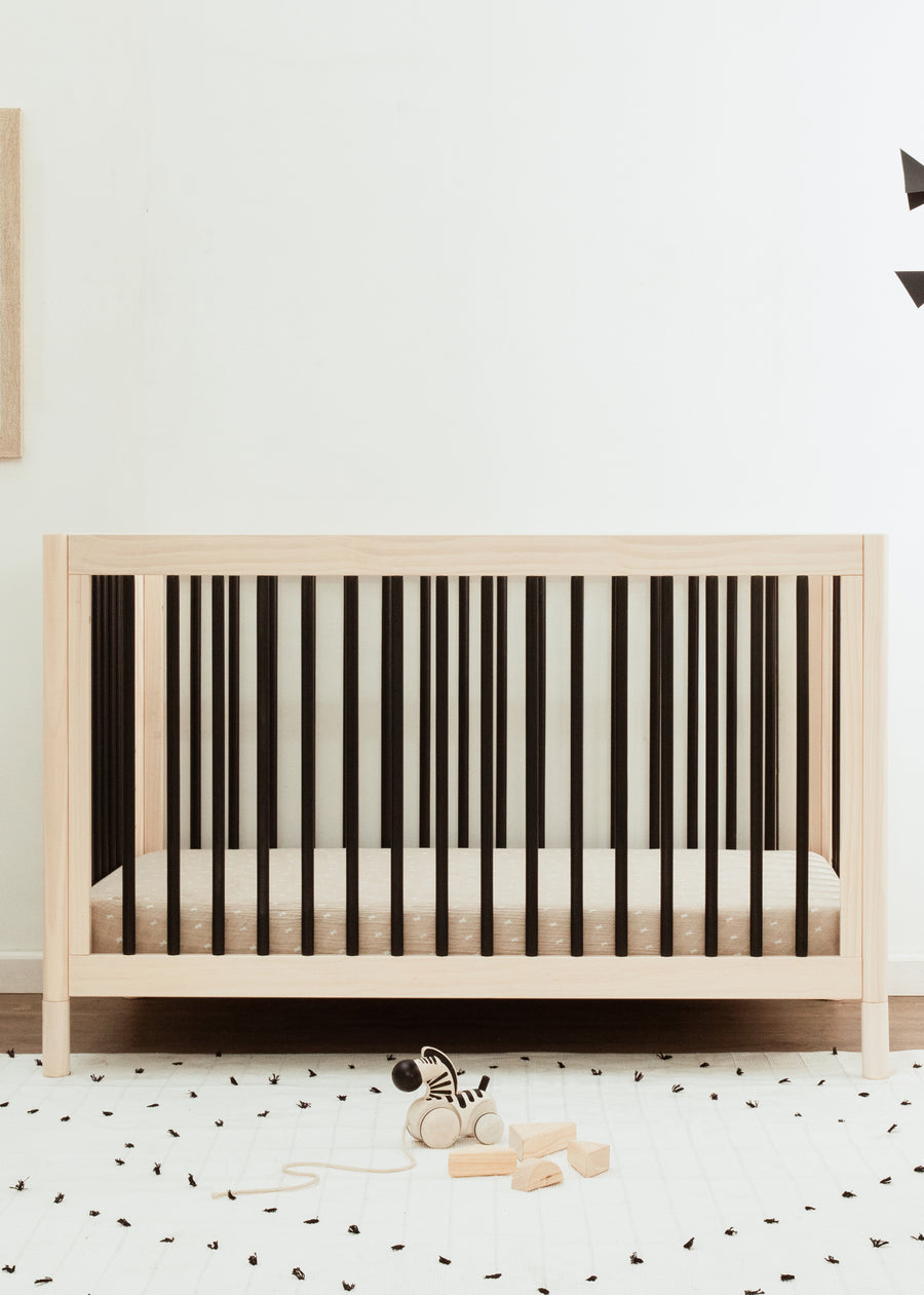 GELATO 4-IN-1 CONVERTIBLE CRIB WITH TODDLER BED CONVERSION KIT - WASHED NATURAL/BLACK