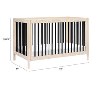 GELATO 4-IN-1 CONVERTIBLE CRIB WITH TODDLER BED CONVERSION KIT - WASHED NATURAL/BLACK