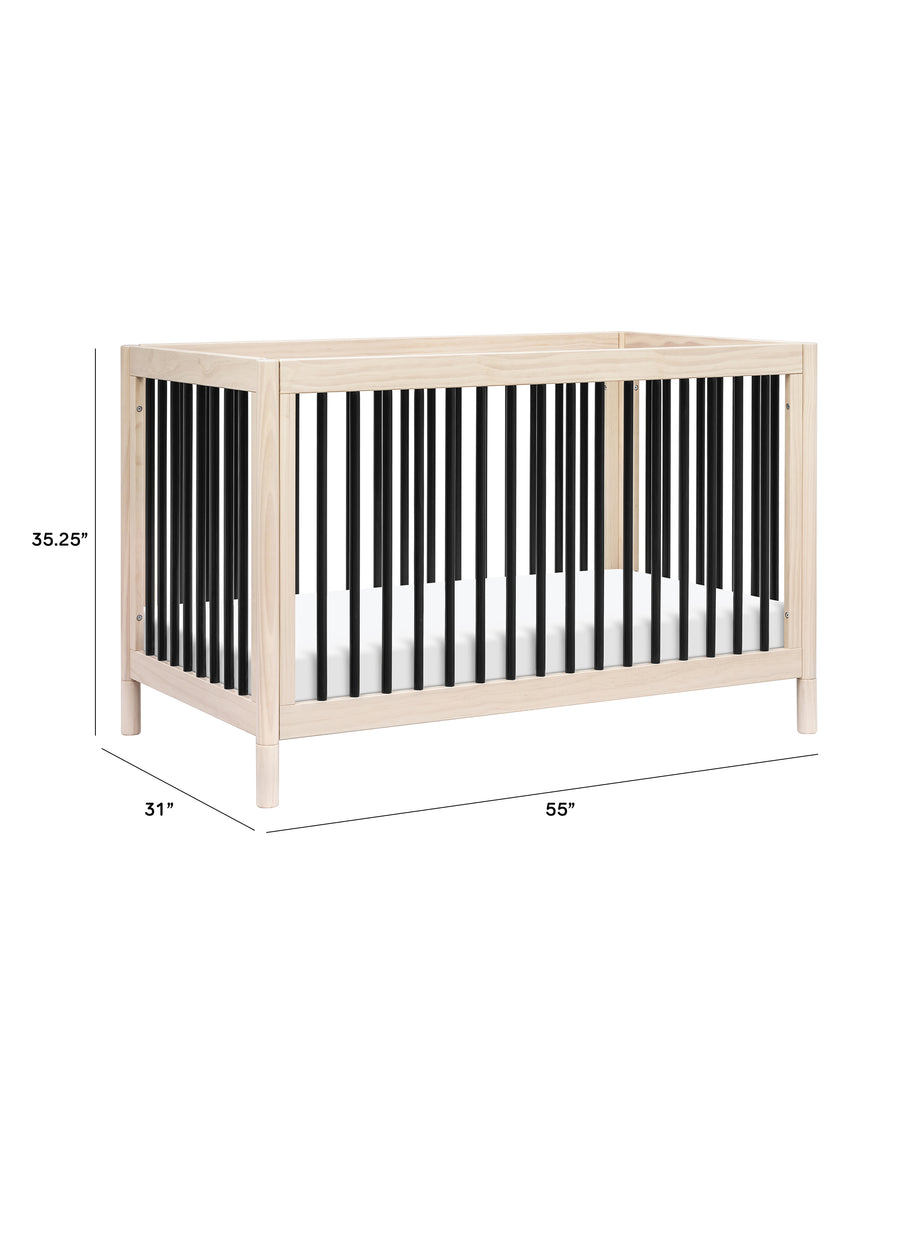 GELATO 4-IN-1 CONVERTIBLE CRIB WITH TODDLER BED CONVERSION KIT - WASHED NATURAL/BLACK