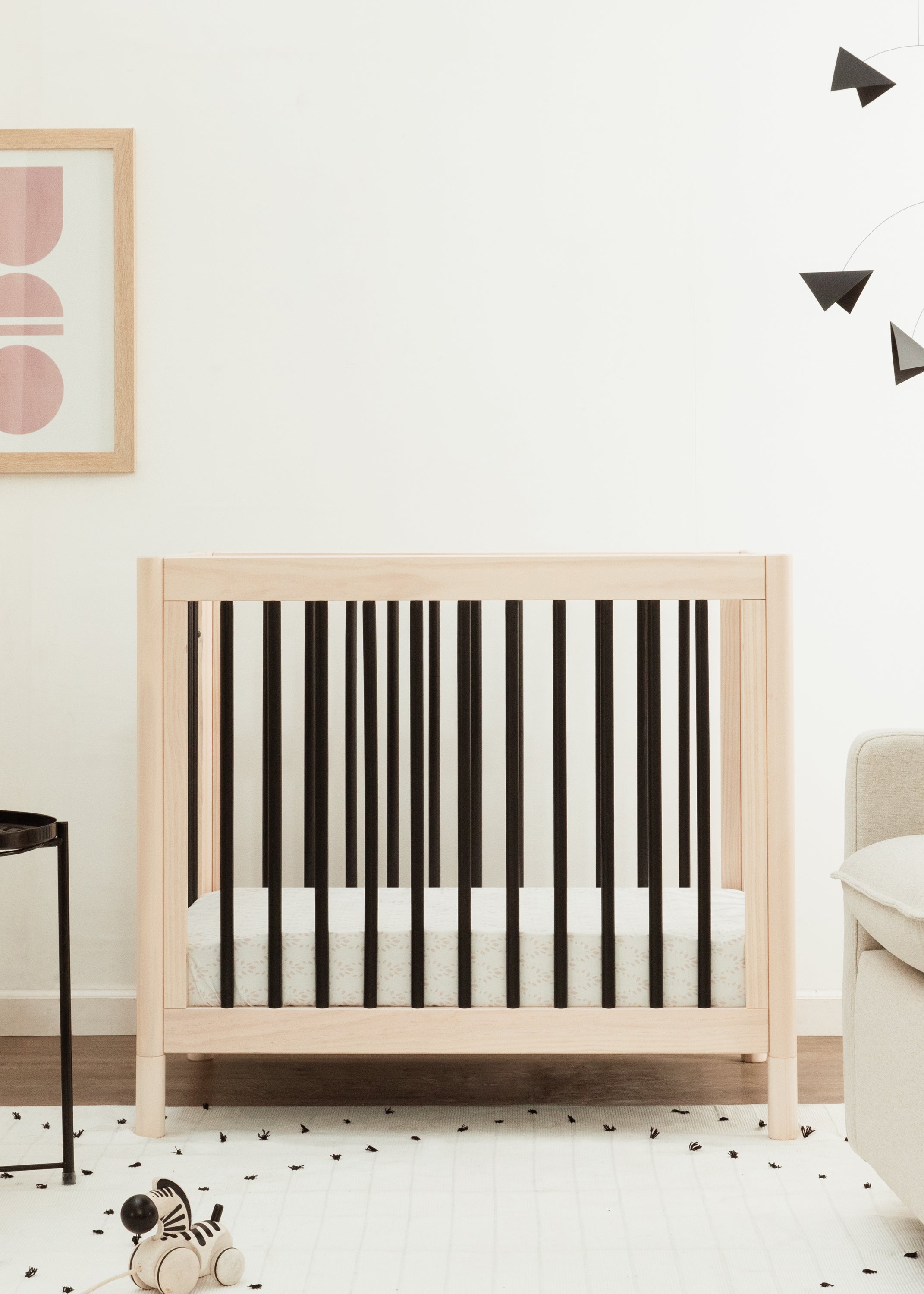 GELATO 4-IN-1 CONVERTIBLE MINI CRIB - WASHED NATURAL/BLACK – eggy