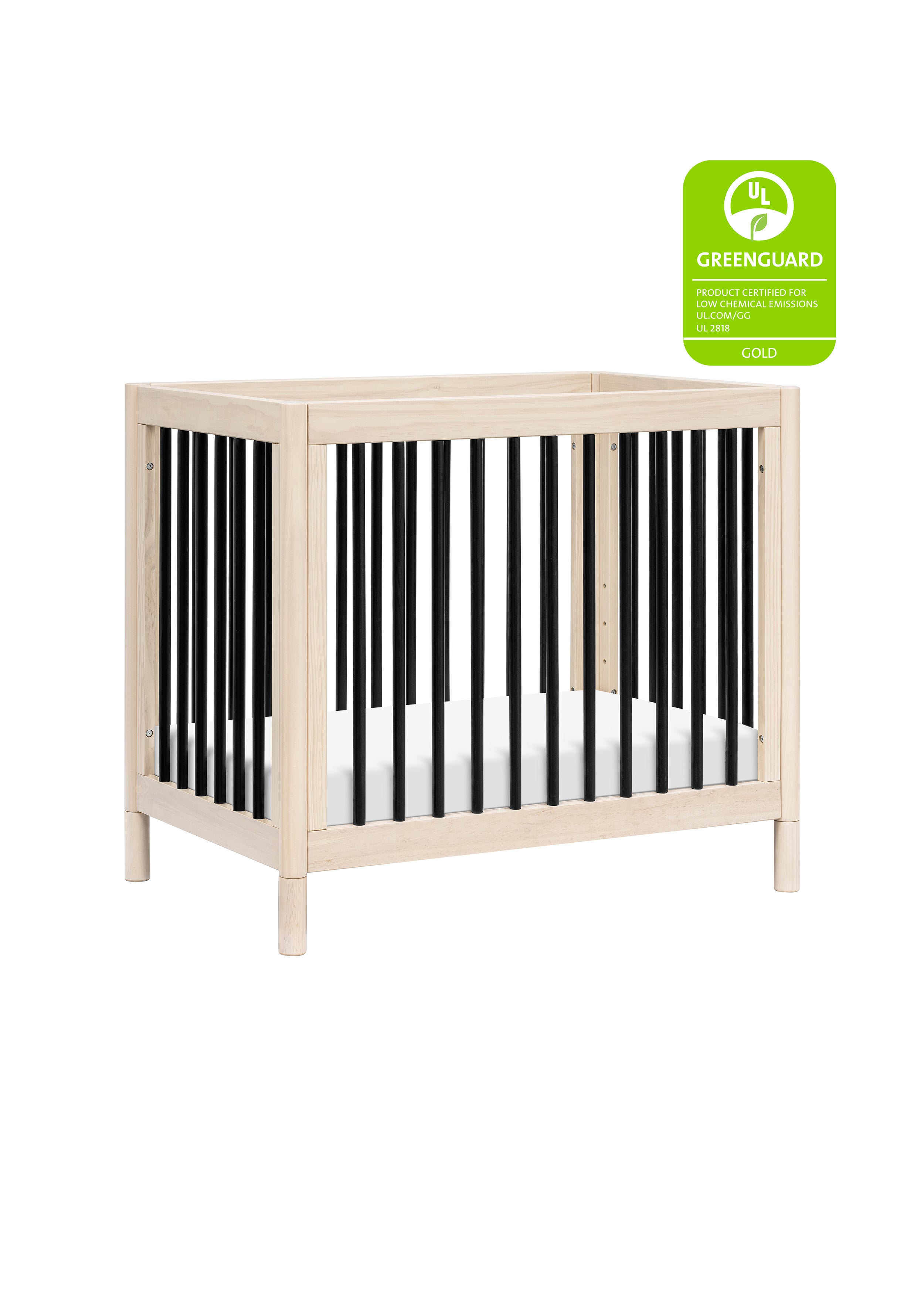 GELATO 4 IN 1 CONVERTIBLE MINI CRIB WASHED NATURAL BLACK eggy