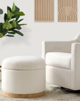 NAKA STORAGE OTTOMAN IN ECO-PERFORMANCE FABRIC - CREAM ECO-WEAVE WITH LIGHT LEGS