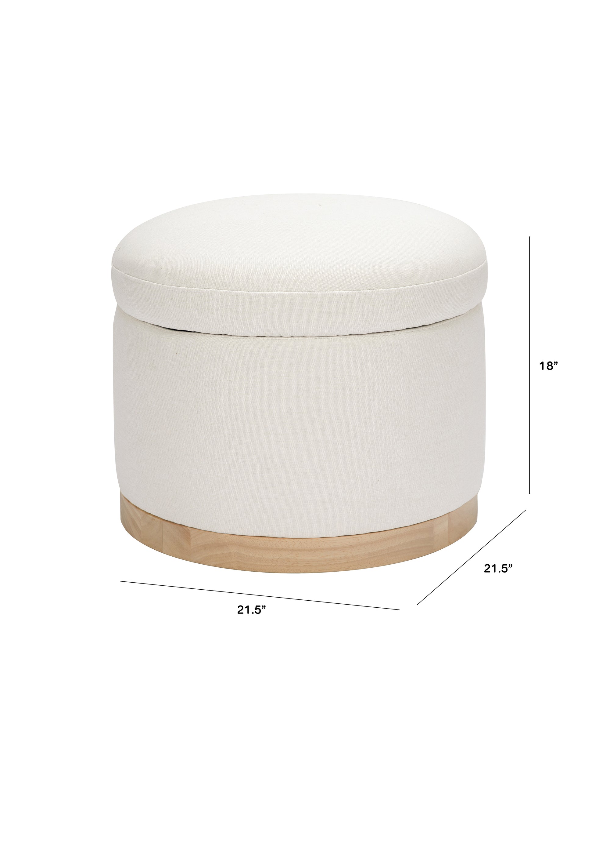 NAKA STORAGE OTTOMAN IN ECO-PERFORMANCE FABRIC - CREAM ECO-WEAVE WITH LIGHT LEGS