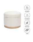NAKA STORAGE OTTOMAN IN ECO-PERFORMANCE FABRIC - CREAM ECO-WEAVE WITH LIGHT LEGS
