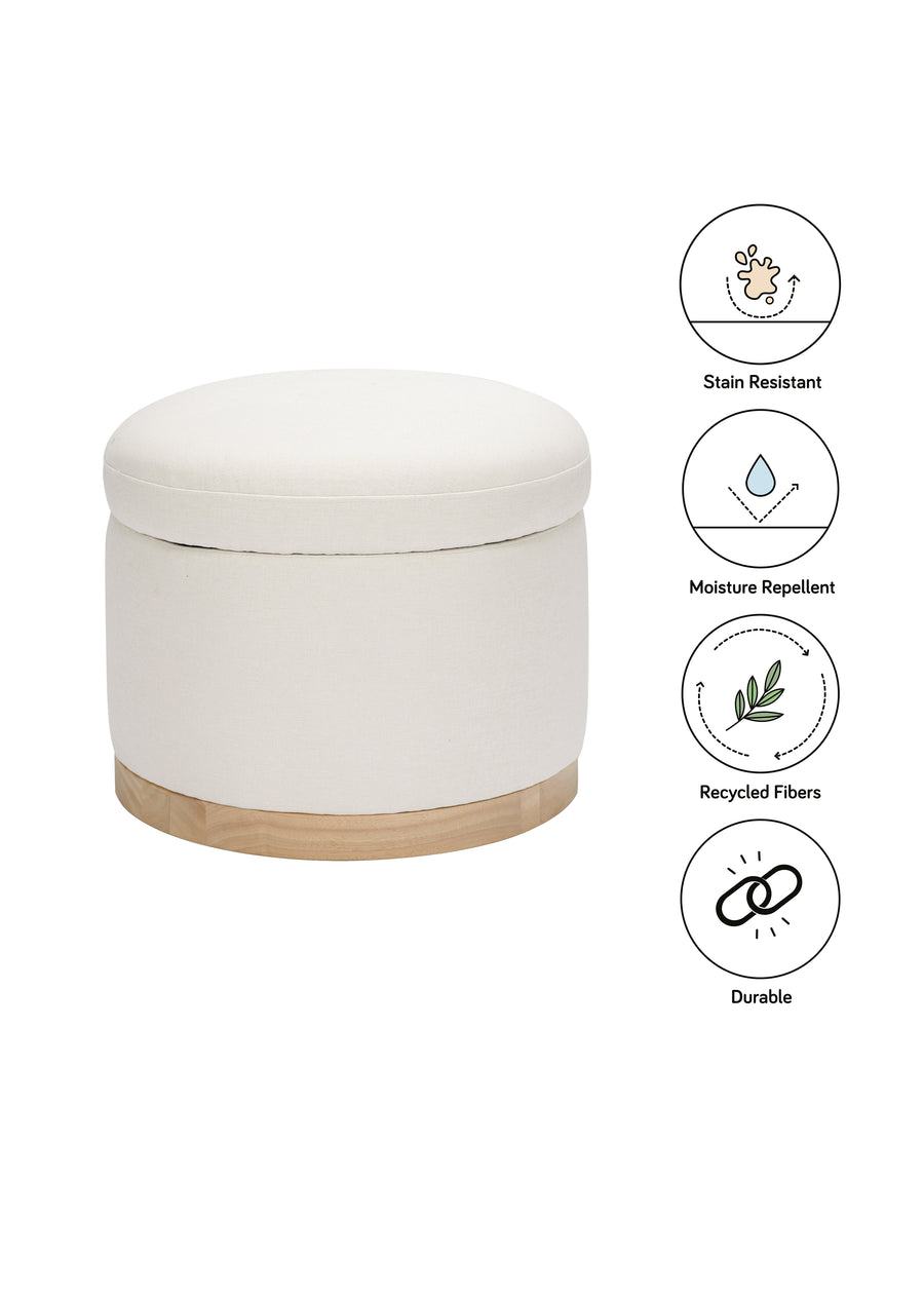 NAKA STORAGE OTTOMAN IN ECO-PERFORMANCE FABRIC - CREAM ECO-WEAVE WITH LIGHT LEGS