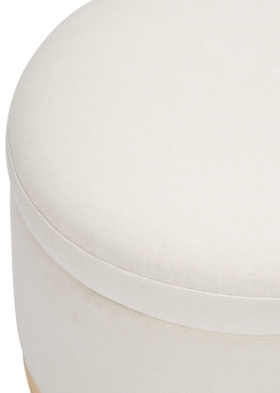 NAKA STORAGE OTTOMAN IN ECO-PERFORMANCE FABRIC - CREAM ECO-WEAVE WITH LIGHT LEGS