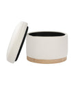 NAKA STORAGE OTTOMAN IN ECO-PERFORMANCE FABRIC - CREAM ECO-WEAVE WITH LIGHT LEGS