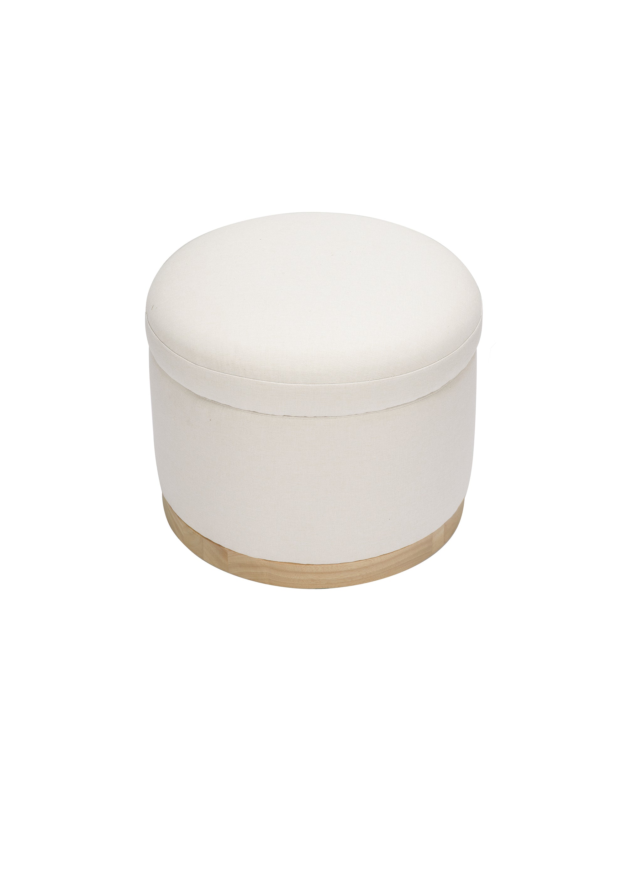 NAKA STORAGE OTTOMAN IN ECO-PERFORMANCE FABRIC - CREAM ECO-WEAVE WITH LIGHT LEGS