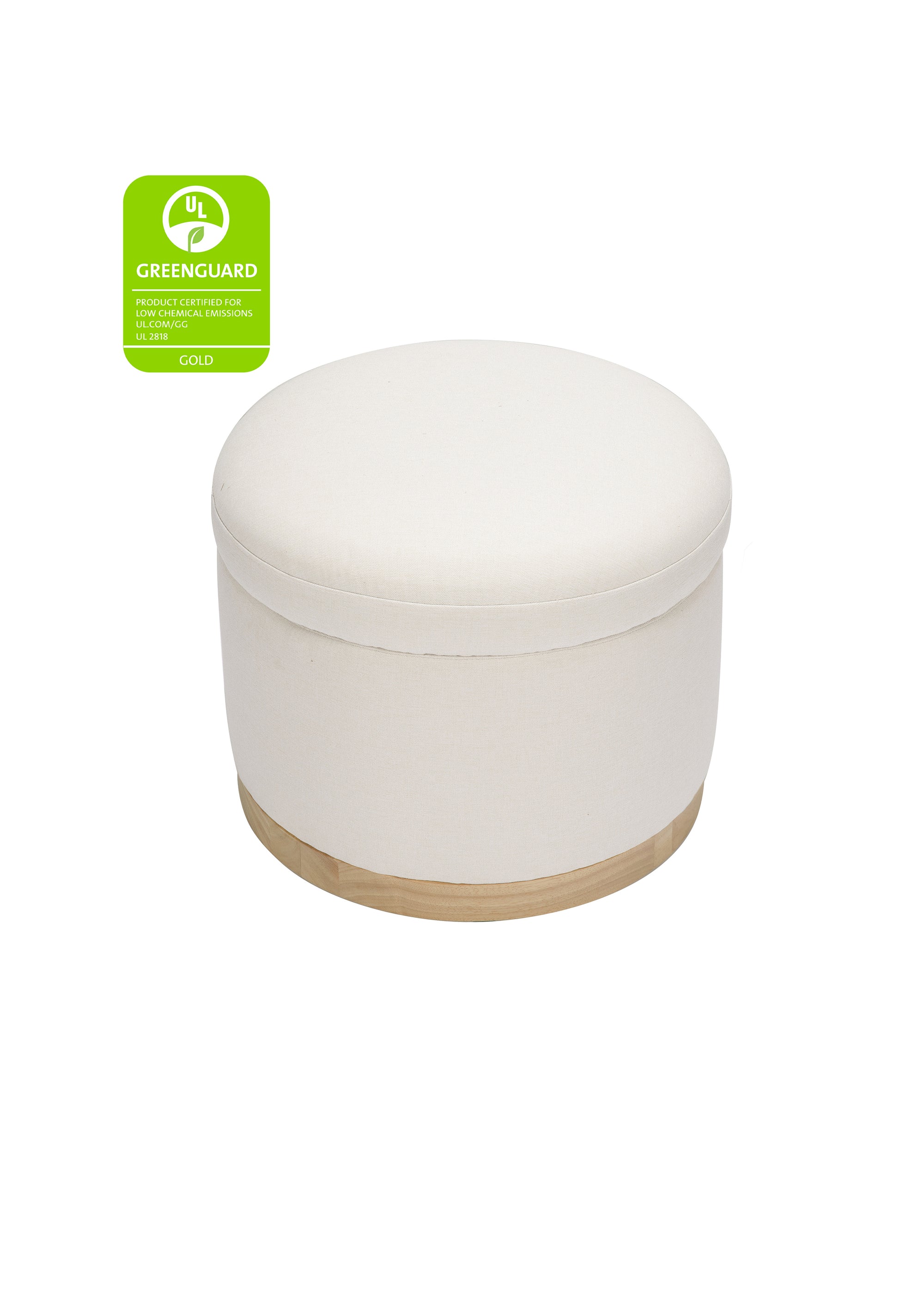 NAKA STORAGE OTTOMAN IN ECO-PERFORMANCE FABRIC - CREAM ECO-WEAVE WITH LIGHT LEGS