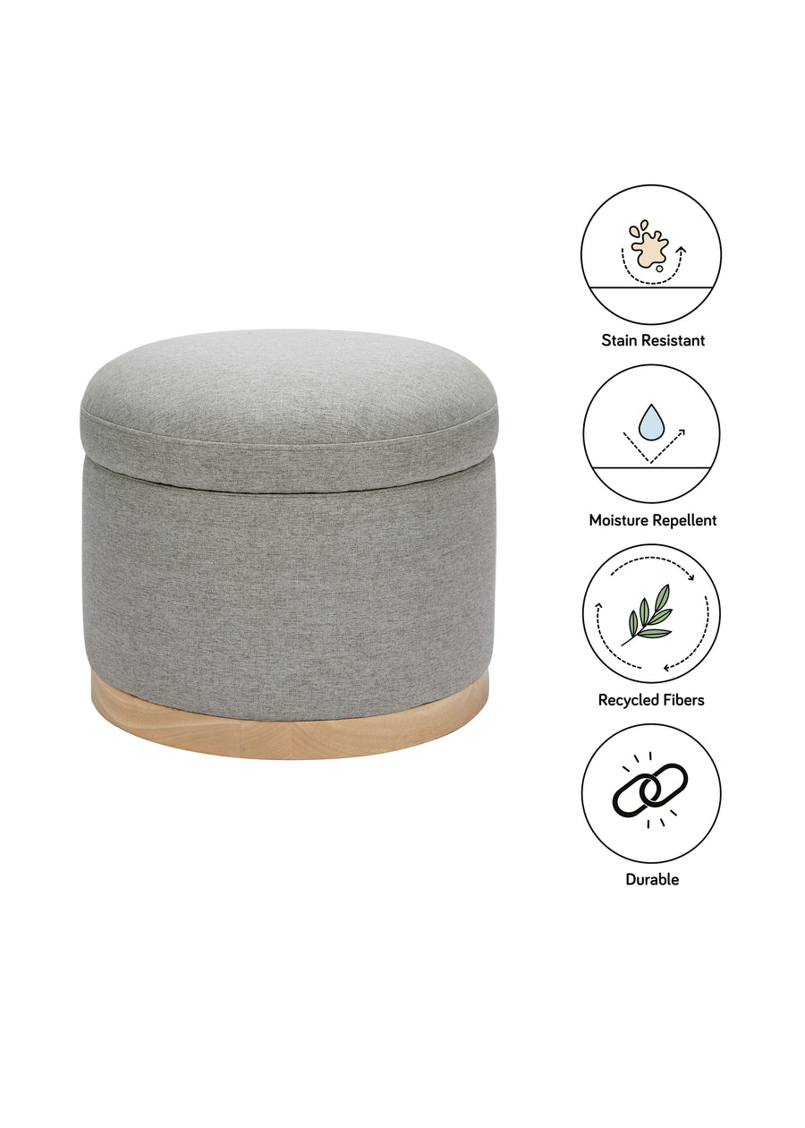 NAKA STORAGE OTTOMAN IN ECO-PERFORMANCE FABRIC - GREY ECO-WEAVE