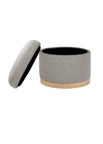 NAKA STORAGE OTTOMAN IN ECO-PERFORMANCE FABRIC - GREY ECO-WEAVE