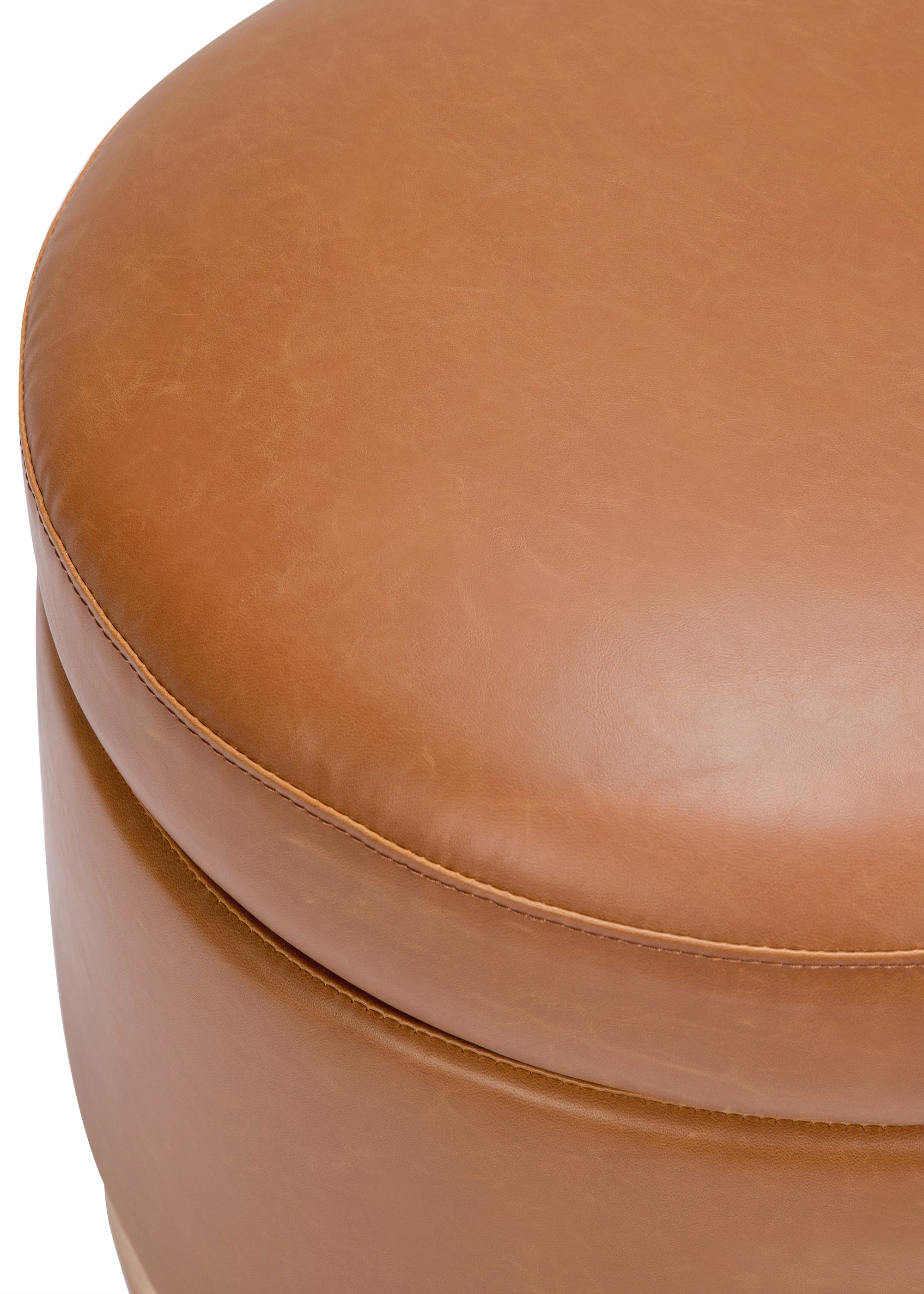 NAKA STORAGE OTTOMAN - TAN VEGAN LEATHER