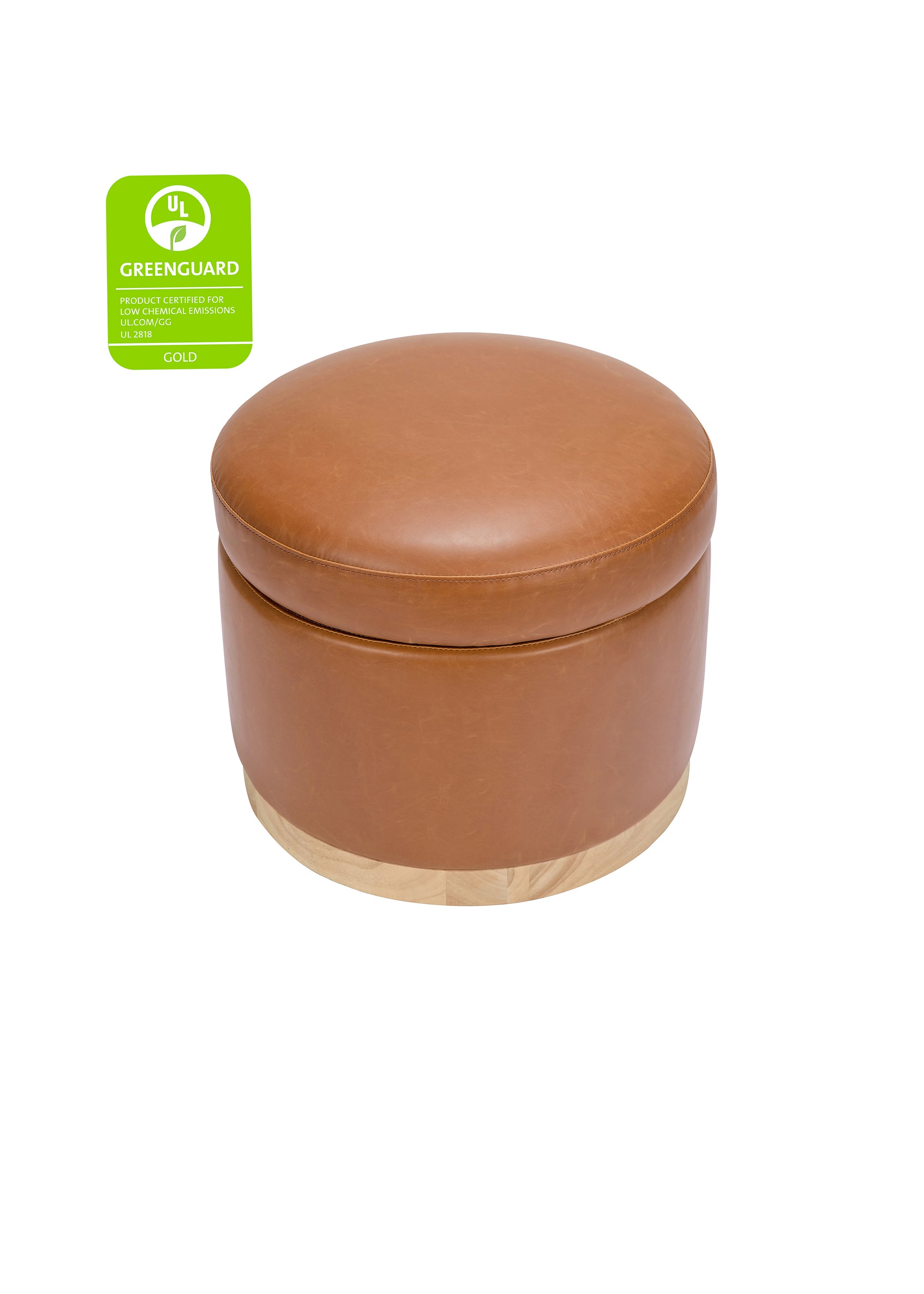 NAKA STORAGE OTTOMAN - TAN VEGAN LEATHER