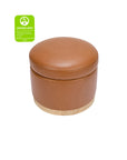 NAKA STORAGE OTTOMAN - TAN VEGAN LEATHER