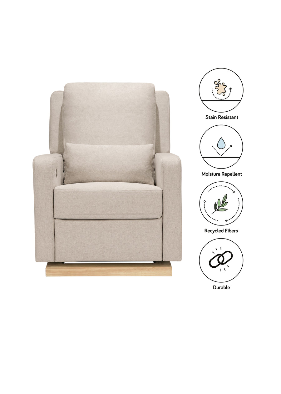 SIGI ELECTRONIC RECLINER & GLIDER IN ECO PERFORMANCE FABRIC WITH USB PORT - BEACH