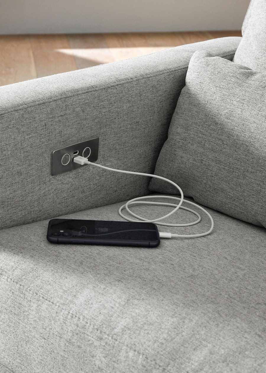 SIGI ELECTRONIC RECLINER & GLIDER IN ECO PERFORMANCE FABRIC WITH USB PORT - GREY