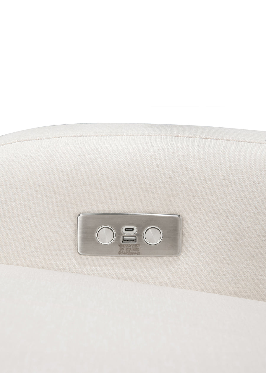 NAMI ELECTRONIC RECLINER AND SWIVEL GLIDER RECLINER WITH USB PORT - CREAM ECO PERFORMANCE FABRIC