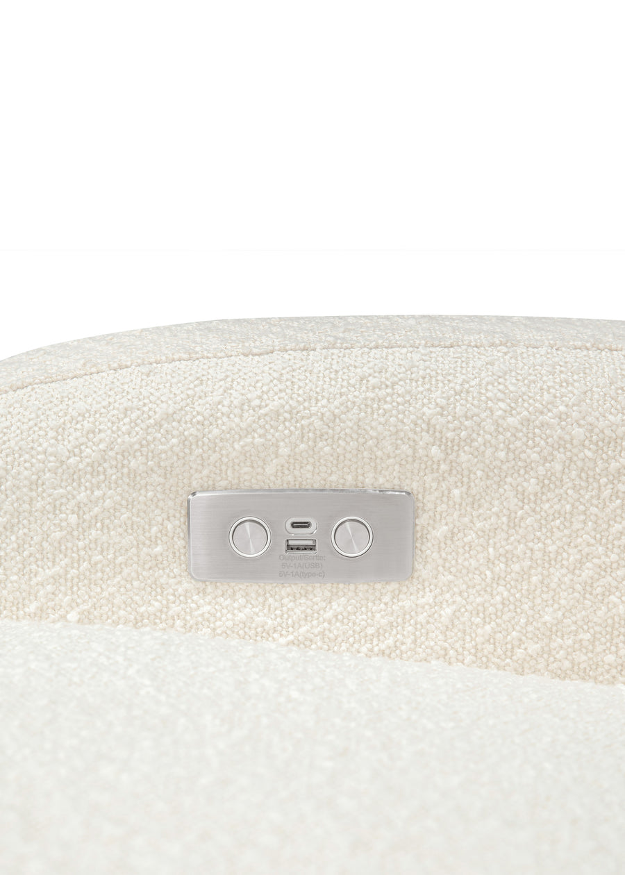 NAMI ELECTRONIC RECLINER AND SWIVEL GLIDER RECLINER WITH USB PORT - IVORY BOUCLE
