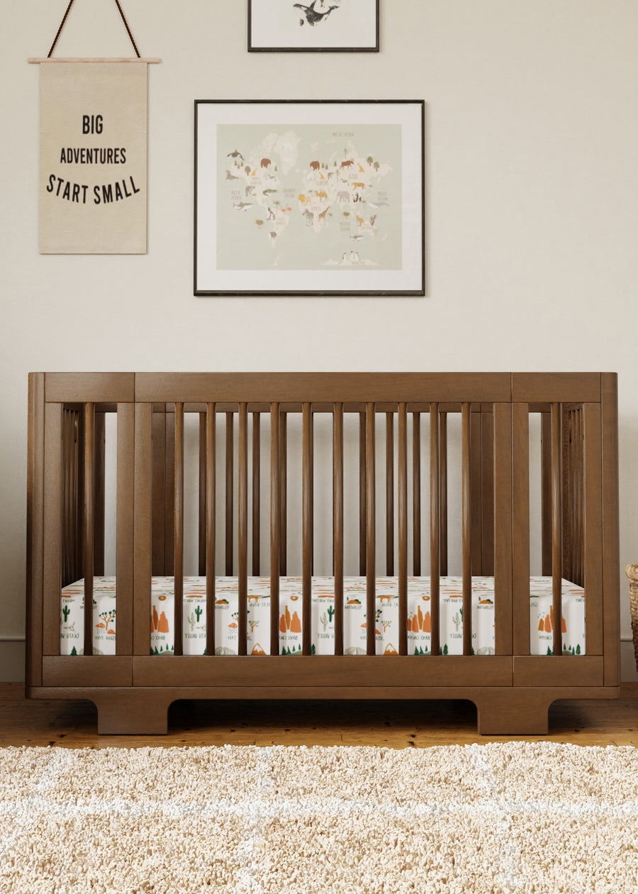 YUZU 8-IN-1 CONVERTIBLE CRIB WITH ALL AGES CONVERSION KITS - NATURAL WALNUT