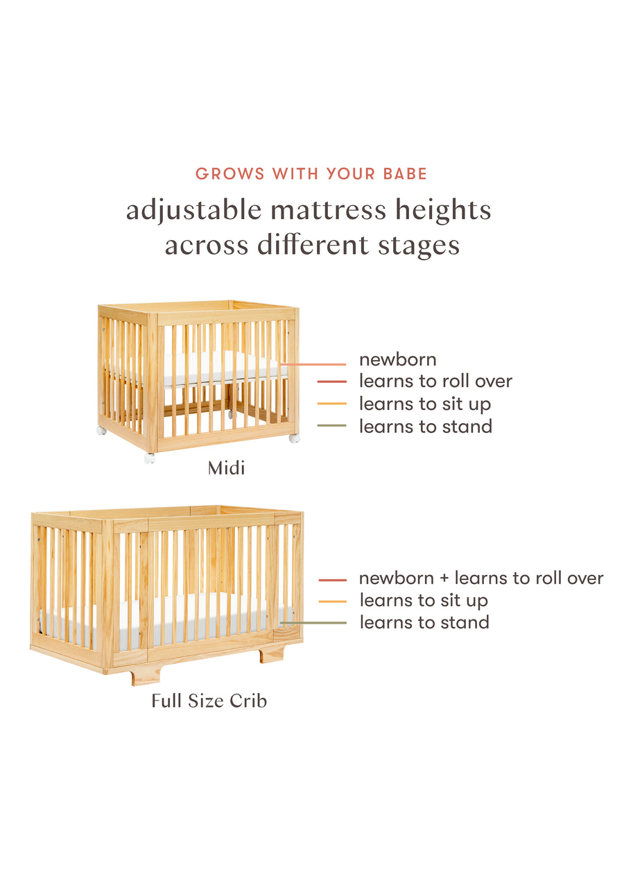 YUZU 8 IN 1 CONVERTIBLE CRIB WITH ALL AGES CONVERSION KITS NATURAL