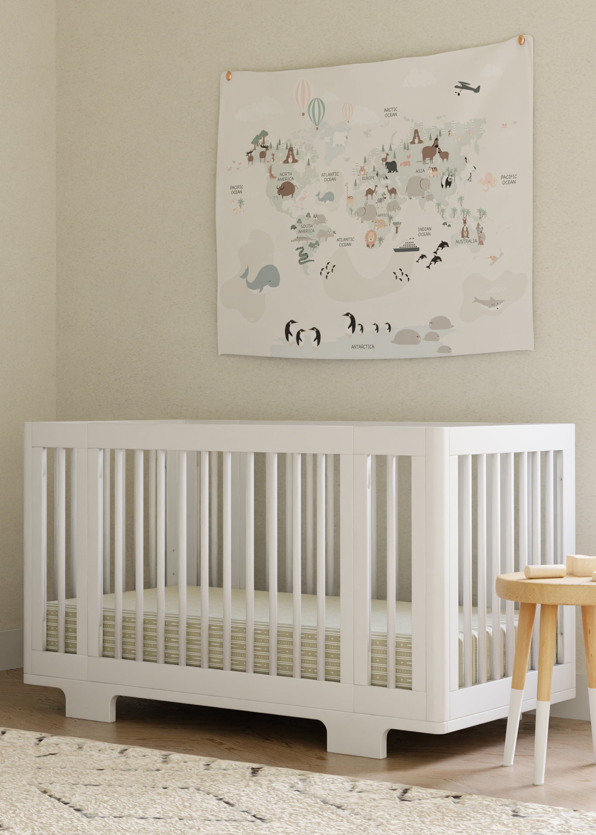 YUZU 8-IN-1 CONVERTIBLE CRIB WITH ALL AGES CONVERSION KITS - WHITE