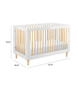 LOLLY 3-IN-1 CONVERTIBLE CRIB - WHITE/NATURAL