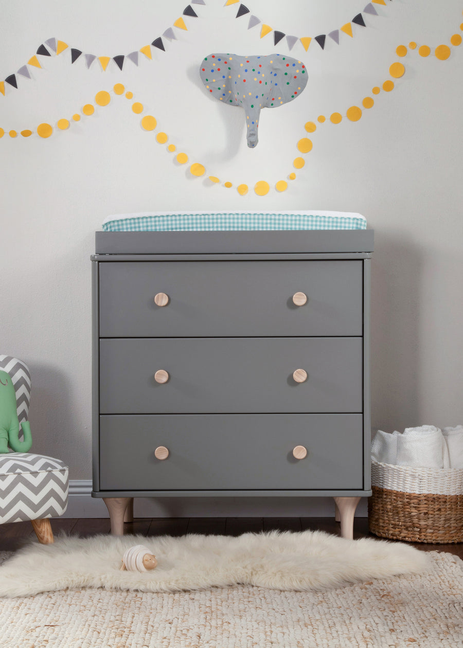 LOLLY 3 DRAWER CHANGER DRESSER - GREY/WASHED NATURAL