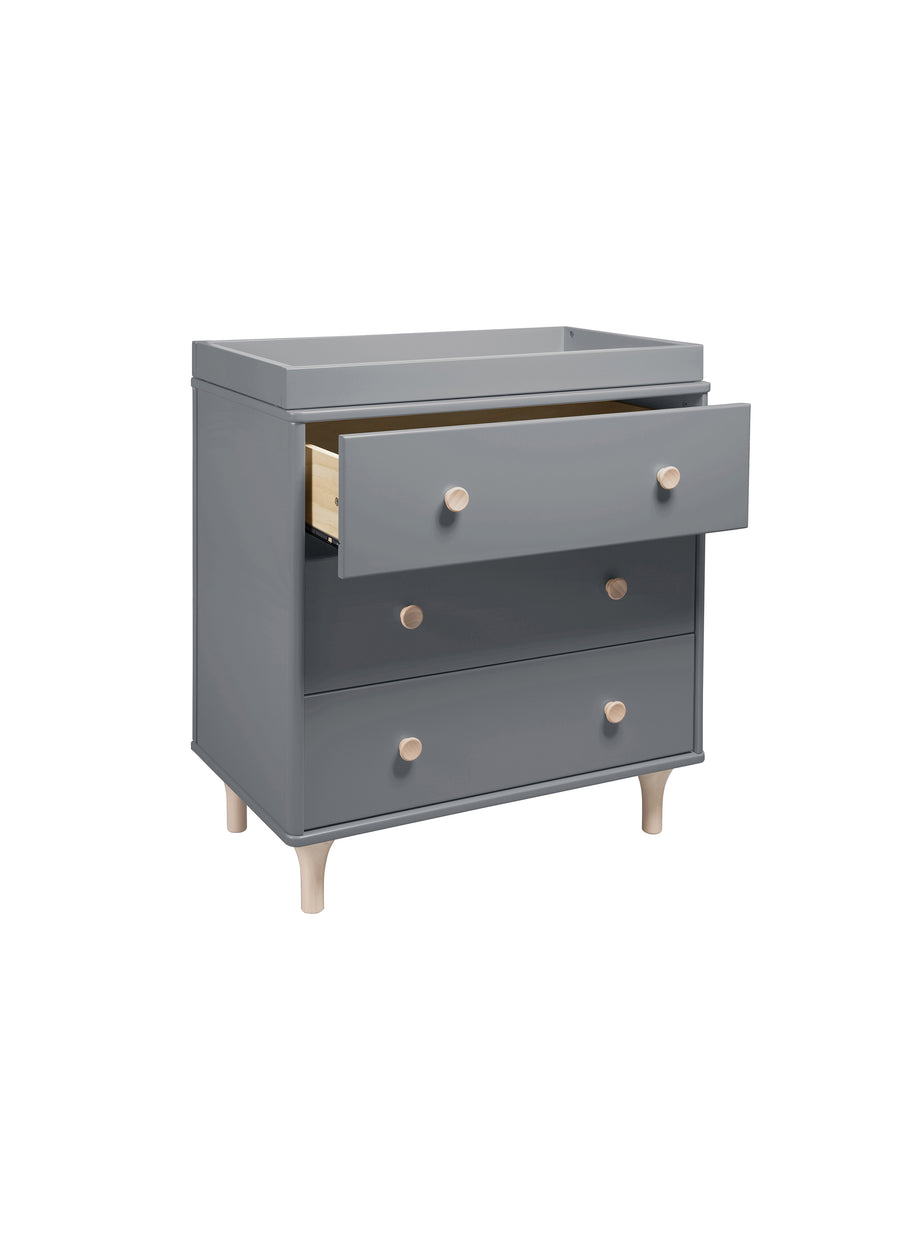 LOLLY 3 DRAWER CHANGER DRESSER - GREY/WASHED NATURAL
