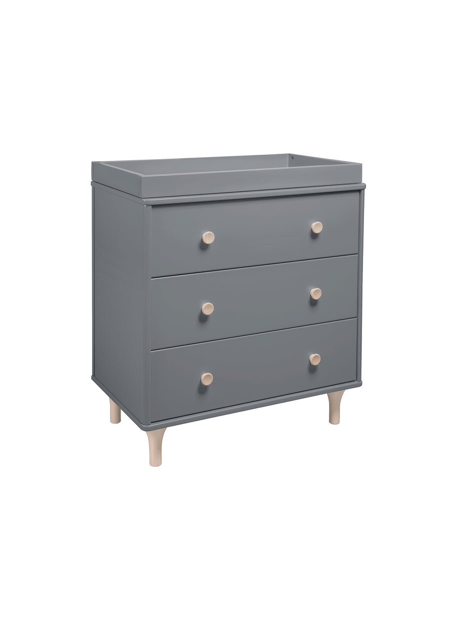 LOLLY 3 DRAWER CHANGER DRESSER - GREY/WASHED NATURAL