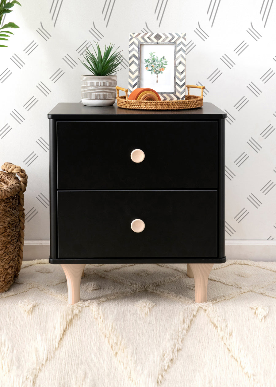 LOLLY NIGHTSTAND WITH USB PORT - BLACK/WASHED NATURAL