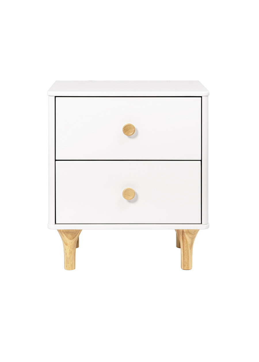 LOLLY NIGHTSTAND WITH USB PORT - WHITE/WASHED NATURAL