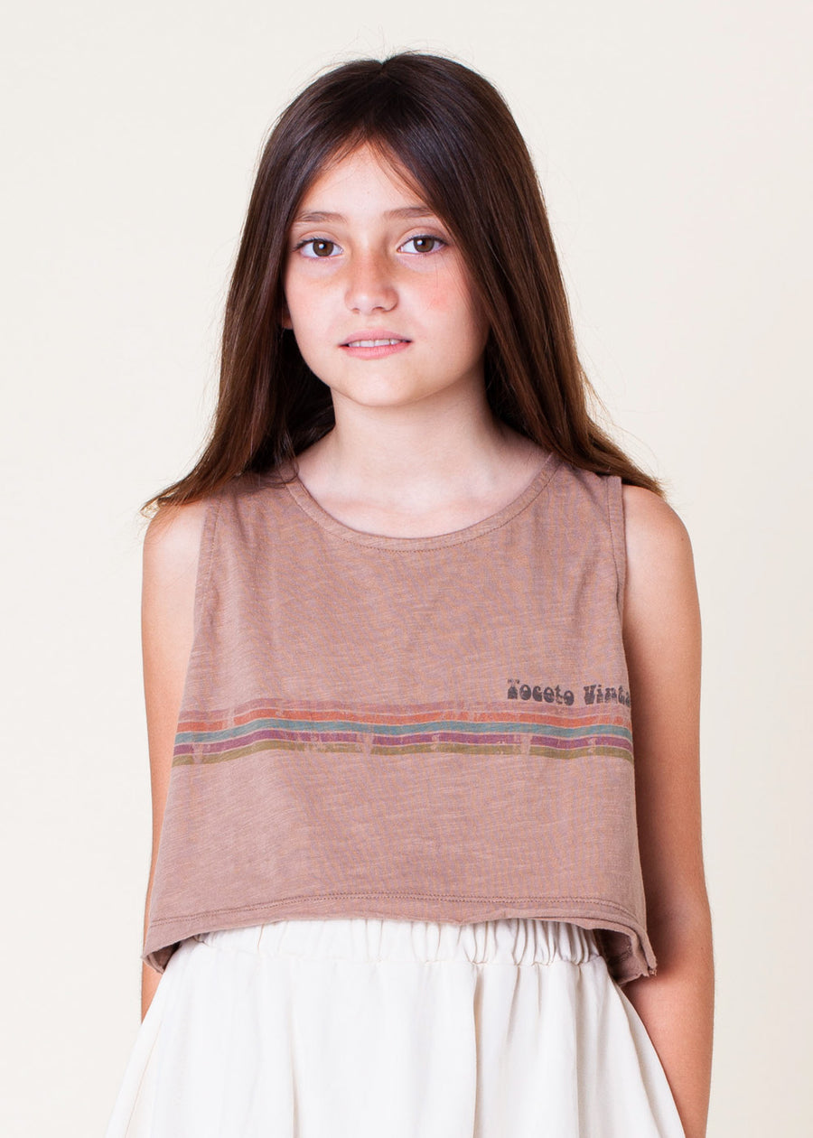 CROP TANK - BROWN LINES