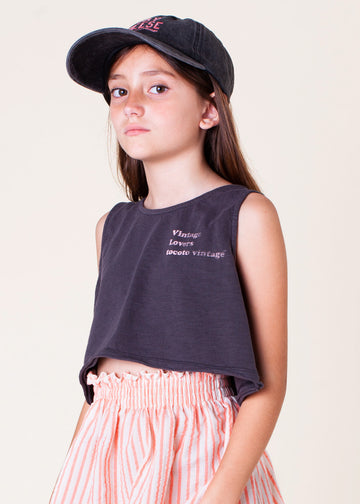 CROP TANK - VINTAGE BLACK