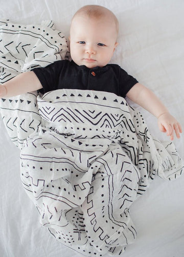 LUXE MUSLIN SWADDLE - WHITE MUDCLOTH
