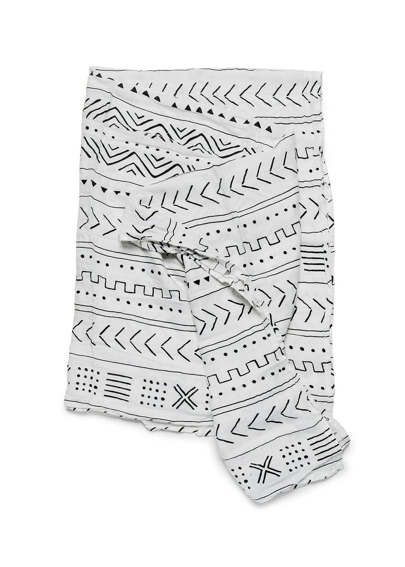LUXE MUSLIN SWADDLE - WHITE MUDCLOTH