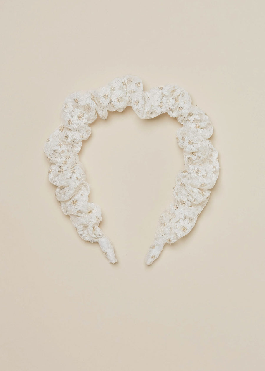 GATHERED HEADBAND - EMBOIDERED FLORAL