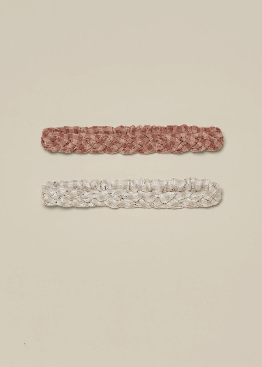 BRAIDED HEADBAND SET - DOVE GREY & DUSTY ROSE