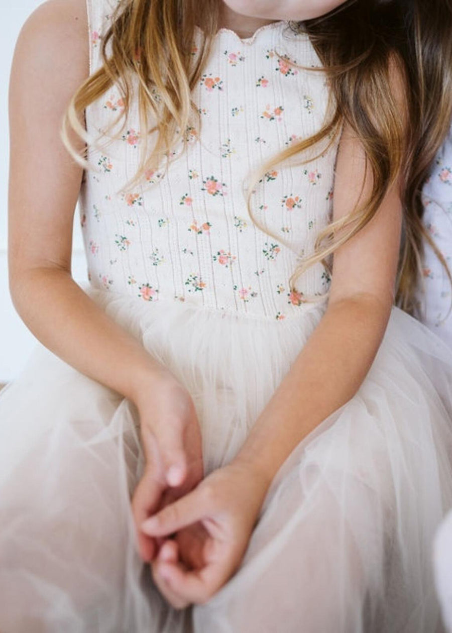 VINTAGE FLOWER TUTU DRESS - IVORY