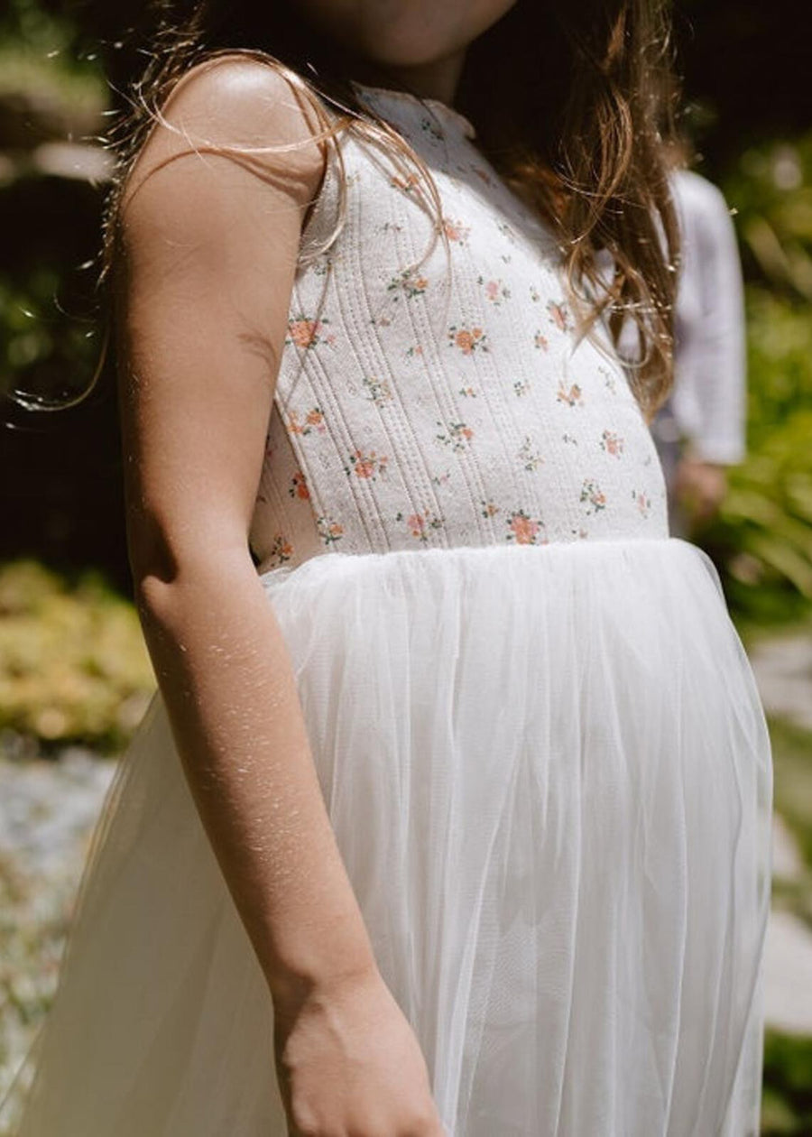 VINTAGE FLOWER TUTU DRESS - IVORY
