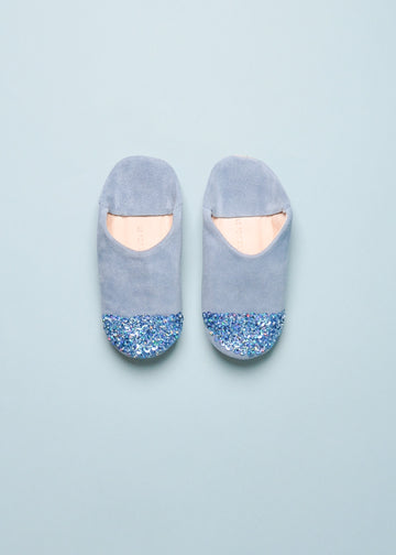 SEQUIN SLIPPERS - BLUE SUEDE