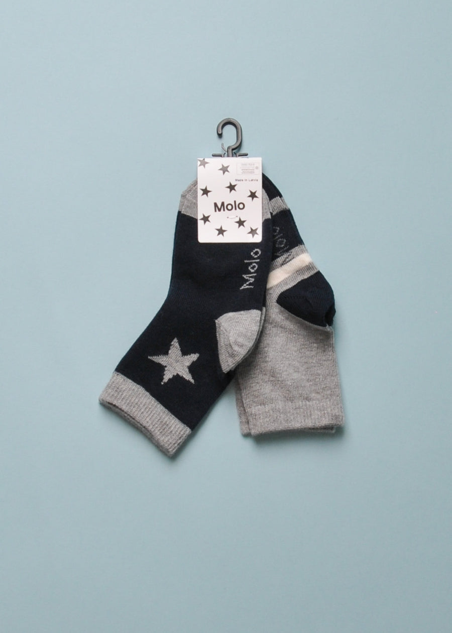 NITIS SOCKS 2 - PACK - NAVY/GREY STRIPE