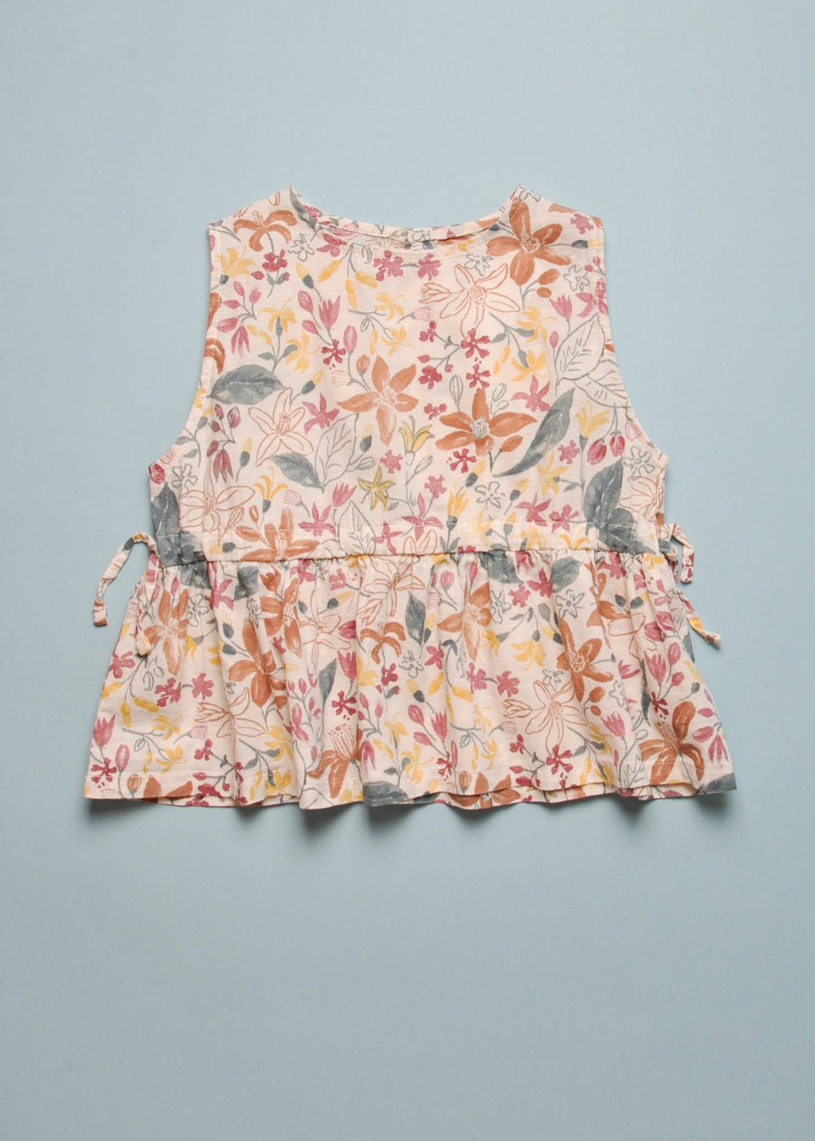 FLOWERS DRAWSTRING TOP